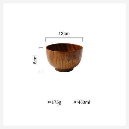 Japanese-Style Wooden Bowl – Perfect for Rice, Soup & Salad | Eco-Friendly Tableware for Home & Kids