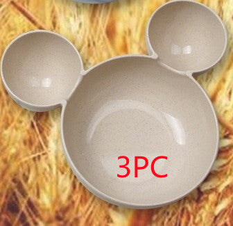 Children's Wheat Straw Dinnerware Set – Cute Mickey Bowl, Fork, Spoon & Chopsticks | Eco-Friendly Gift Set