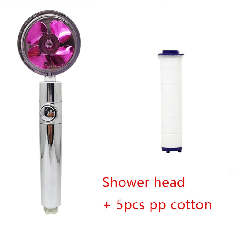 360° Rotating High-Pressure Shower Head – Water-Saving Spray Nozzle with Fan