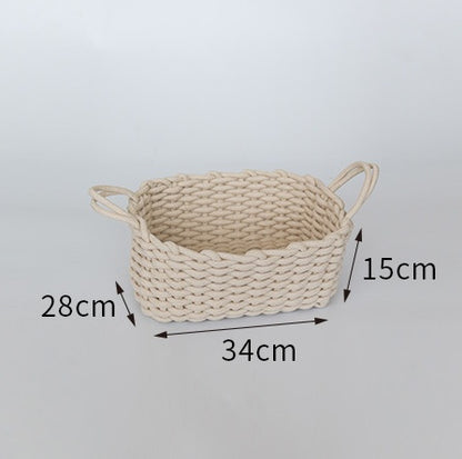 Handmade Cotton Rope Storage Box – Nordic Style Simple Basket