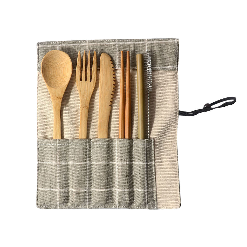 Portable Bamboo Tableware Set – Eco-Friendly 6-Piece Travel Cutlery for Dining On-the-Go