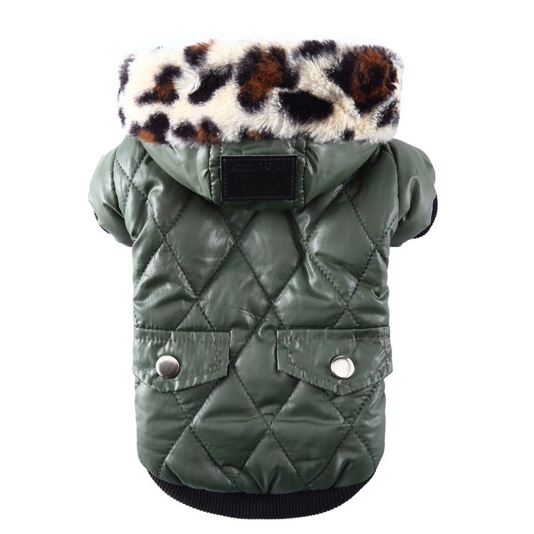 Winter Dog Coat with Fur Collar – Warm & Stylish Pet Clothing for Cold Weather