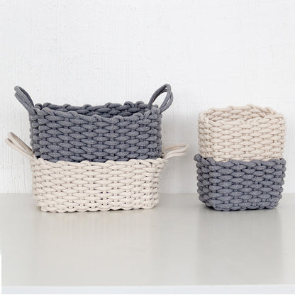 Handmade Cotton Rope Storage Box – Nordic Style Simple Basket