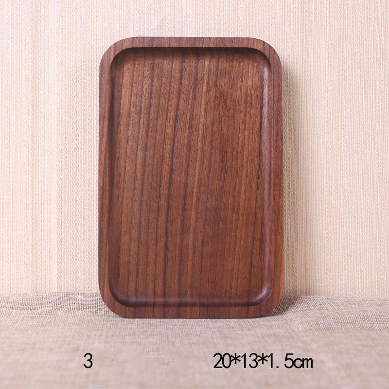 Japanese-Style Black Walnut Wooden Dinner Plate – Elegant Rectangular Serving Tray for Sushi & Meals