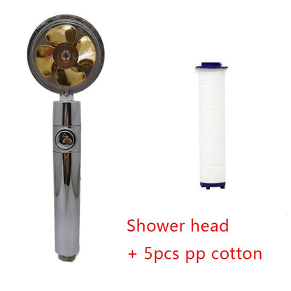 360° Rotating High-Pressure Shower Head – Water-Saving Spray Nozzle with Fan