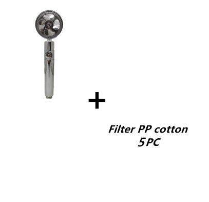 Turbocharged Propeller Shower Head – High-Pressure Handheld Nozzle with Stop Button & Cotton Filter