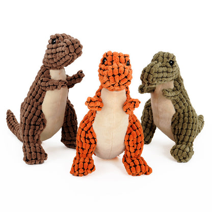 Dinosaur Plush Dog Toy – Interactive Squeaky Chew Toy for Large & Small Dogs