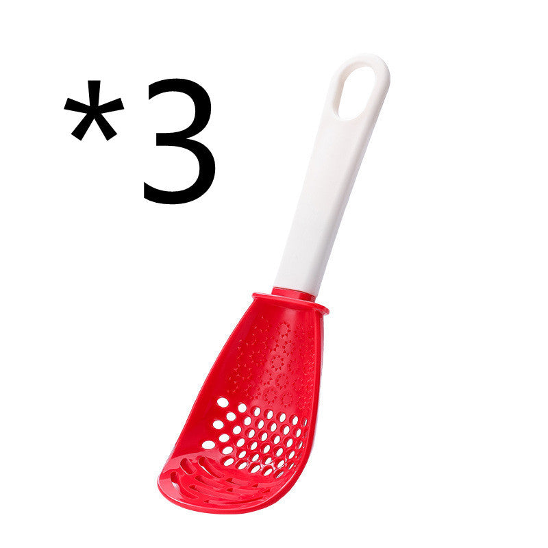 Multifunctional Slotted Cooking Spoon – Garlic Press, Food Masher & Stir-Frying Spatula in One