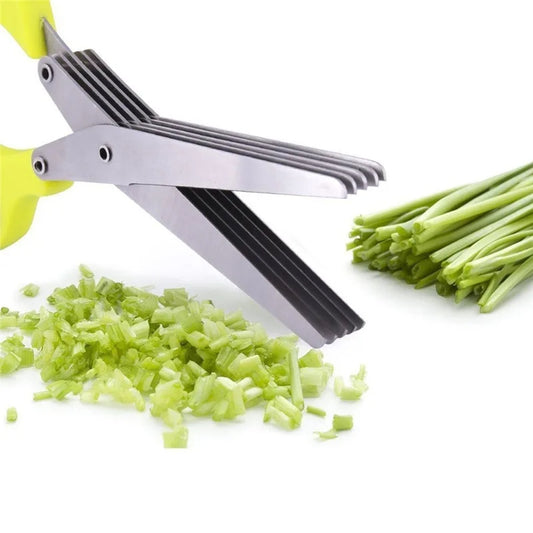 Multifunctional Stainless Steel Herb & Green Onion Scissors – Multi Layer Kitchen Cutter for Spices & Seaweed