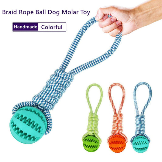 Interactive Dog Treat Ball – Bite-Resistant Chew Toy with Rope for Small & Medium Dogs