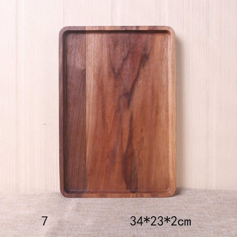 Japanese-Style Black Walnut Wooden Dinner Plate – Elegant Rectangular Serving Tray for Sushi & Meals