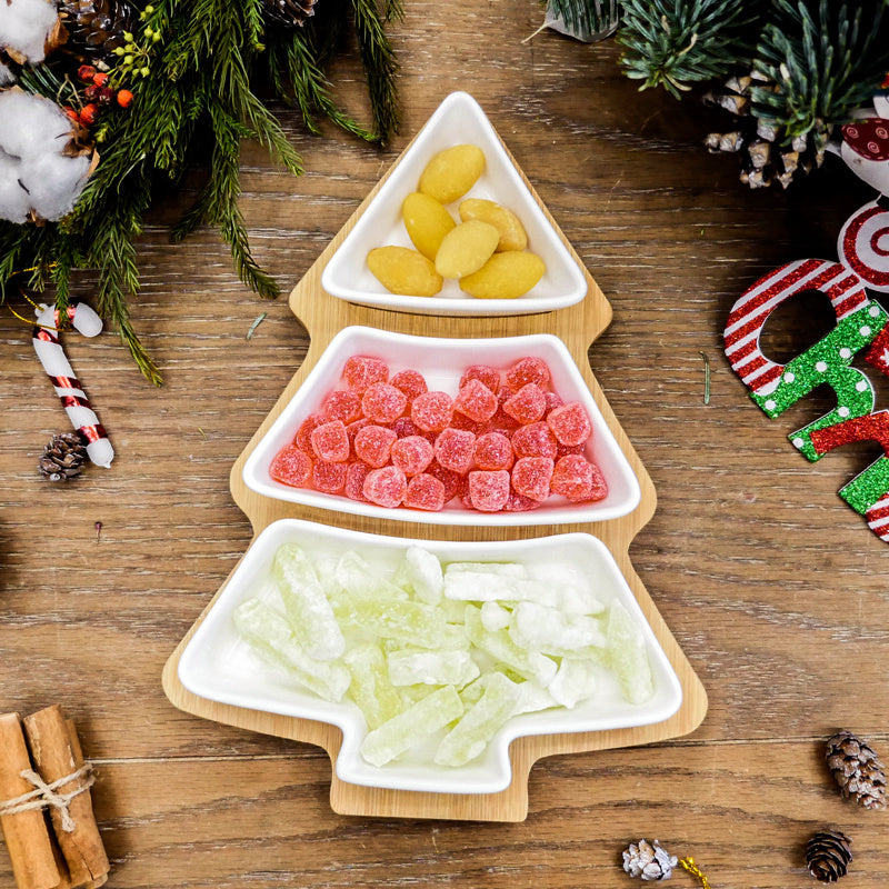 4Pcs Christmas Tree Ceramic Plates – Festive Holiday Dinnerware for Snacks & Desserts