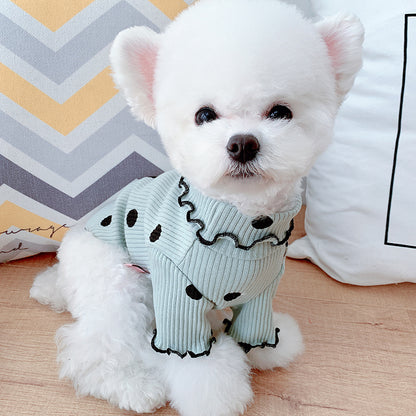 Dot Turtleneck Dog Shirt – Stylish & Cozy Bottoming Layer for Pets