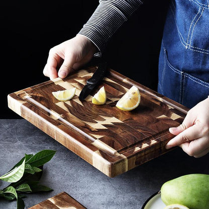 Solid Wood Cutting Board – Durable Parquet Design for Kitchen & Food Prep