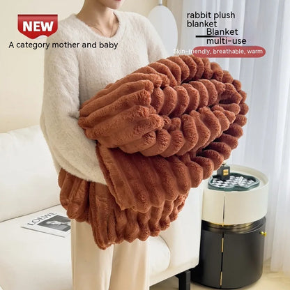 Luxury Bubble Velvet Rabbit Fur Blanket – Ultra-Soft, Double-Sided & Thickened for Warmth