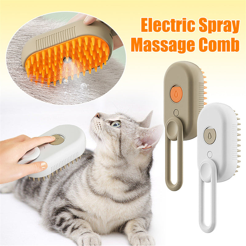 3-in-1 Electric Steam Pet Brush – Grooming, Massage & Hair Removal Comb for Cats & Dogs