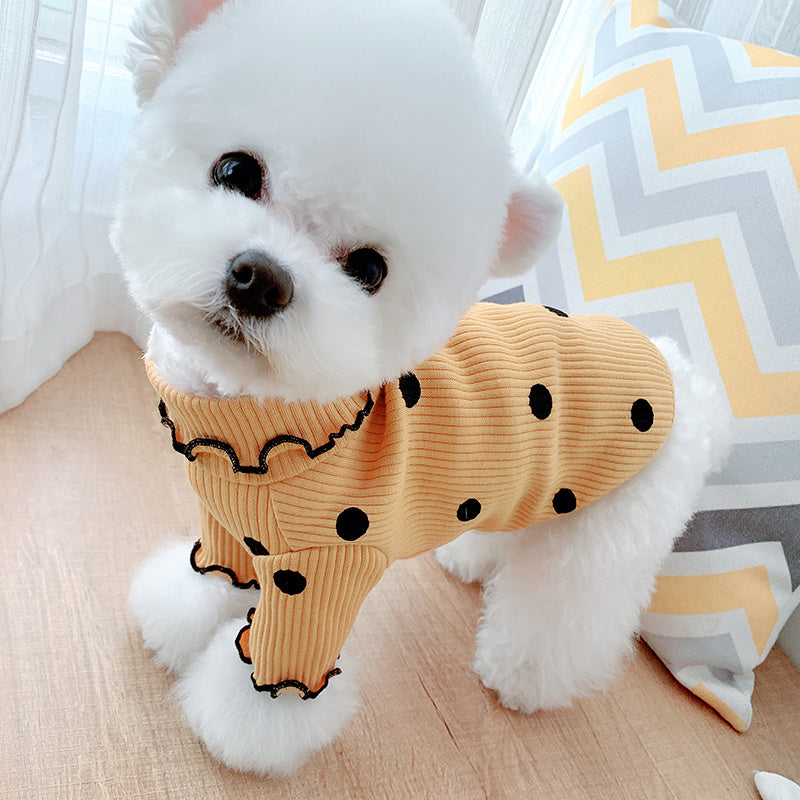 Dot Turtleneck Dog Shirt – Stylish & Cozy Bottoming Layer for Pets