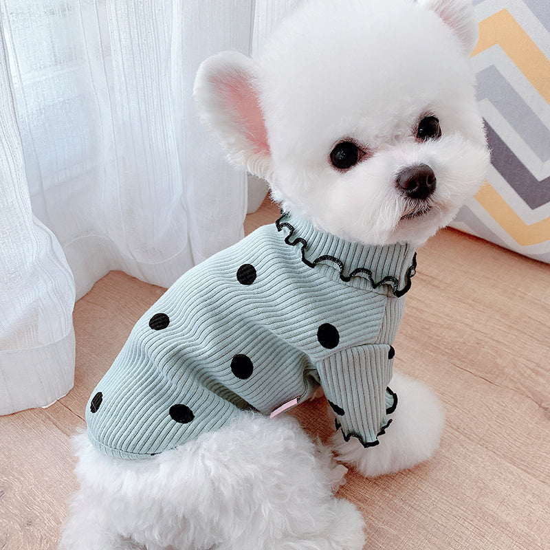 Dot Turtleneck Dog Shirt – Stylish & Cozy Bottoming Layer for Pets