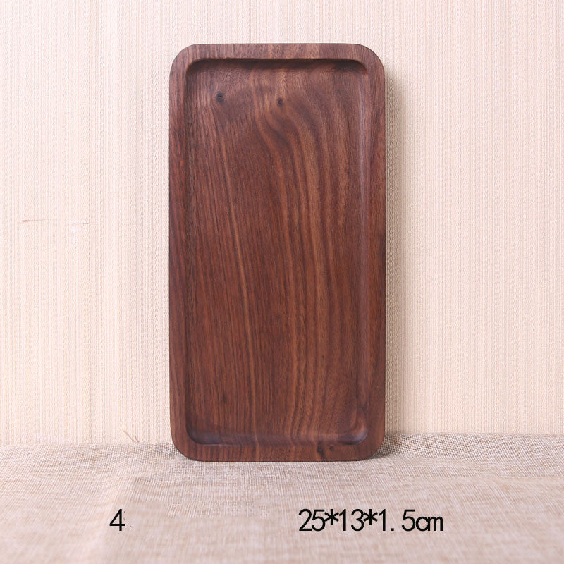 Japanese-Style Black Walnut Wooden Dinner Plate – Elegant Rectangular Serving Tray for Sushi & Meals