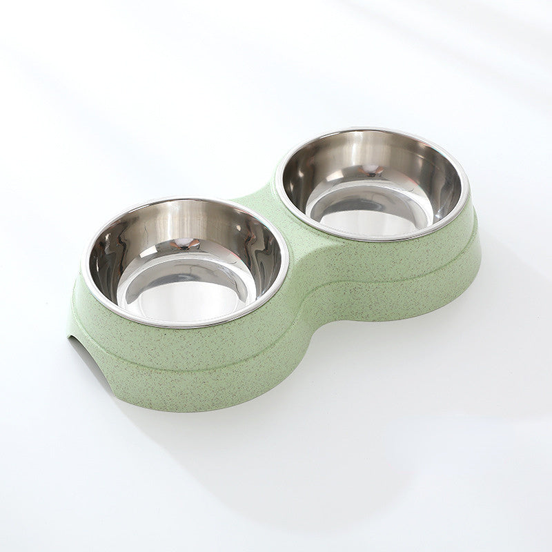 Double Pet Bowls – Stainless Steel Food & Water Feeder for Cats, Puppies & Small Dogs