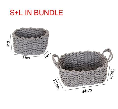 Handmade Cotton Rope Storage Box – Nordic Style Simple Basket