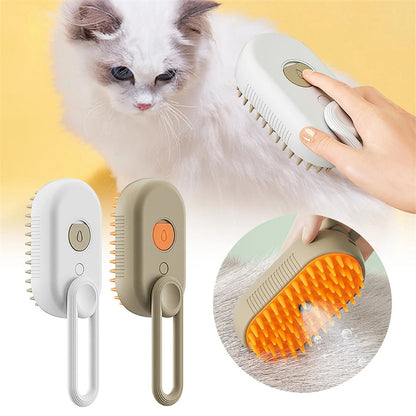 3-in-1 Electric Steam Pet Brush – Grooming, Massage & Hair Removal Comb for Cats & Dogs