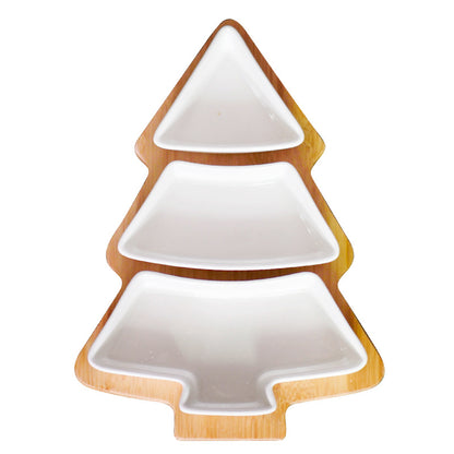 4Pcs Christmas Tree Ceramic Plates – Festive Holiday Dinnerware for Snacks & Desserts