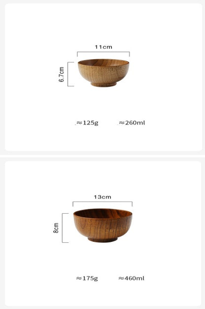 Japanese-Style Wooden Bowl – Perfect for Rice, Soup & Salad | Eco-Friendly Tableware for Home & Kids