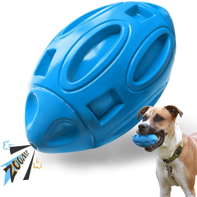 Durable Rubber Squeaky Dog Toy – Wear-Resistant Rugby Ball for Chewing & Play