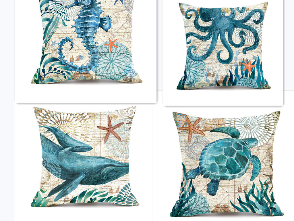 Sea Turtle Cushion Covers – Decorative Throw Pillow Cases for Sofa & Home Decor