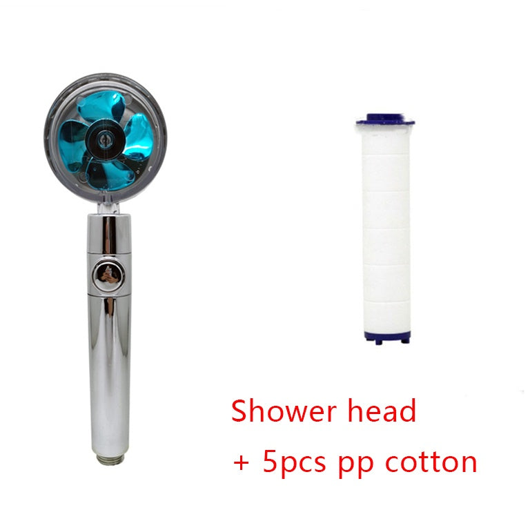 360° Rotating High-Pressure Shower Head – Water-Saving Spray Nozzle with Fan