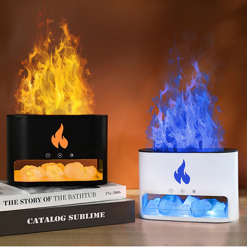 Flame Humidifier & Aromatherapy Diffuser – 3D Simulated Fire Effect with Crystal Salt Lamp