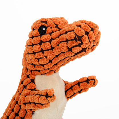 Dinosaur Plush Dog Toy – Interactive Squeaky Chew Toy for Large & Small Dogs