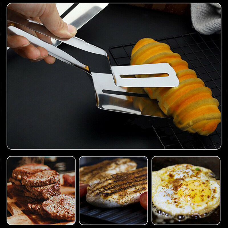 Stainless Steel BBQ Tongs – Steak, Bread & Meat Clamp for Kitchen & Grilling