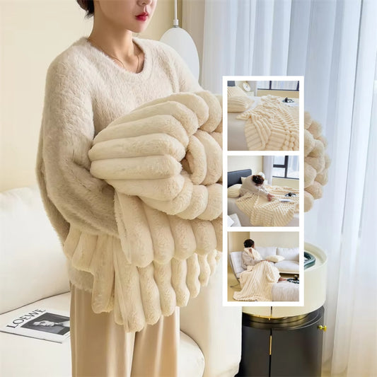 Luxury Bubble Velvet Rabbit Fur Blanket – Ultra-Soft, Double-Sided & Thickened for Warmth