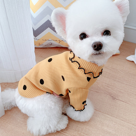 Dot Turtleneck Dog Shirt – Stylish & Cozy Bottoming Layer for Pets