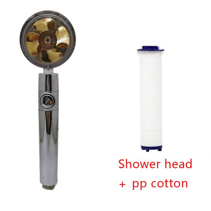 360° Rotating High-Pressure Shower Head – Water-Saving Spray Nozzle with Fan