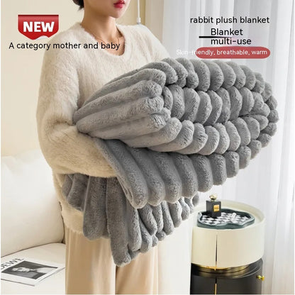 Luxury Bubble Velvet Rabbit Fur Blanket – Ultra-Soft, Double-Sided & Thickened for Warmth