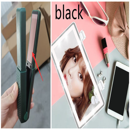 Cordless USB Hair Straightener – Mini Ceramic Flat Iron & Curler for Travel