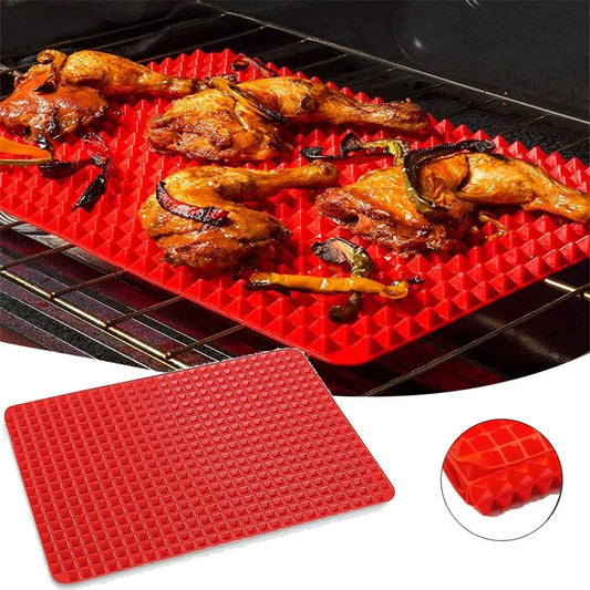 Non-Stick Silicone Pyramid Baking Mat – Heat-Resistant Grid Cooking Mat for Oven & BBQ