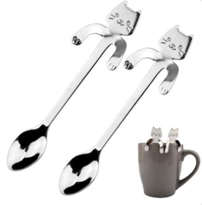 304 Stainless Steel Cat Spoon – Cute Hanging Coffee & Tea Spoon with Cartoon Handle