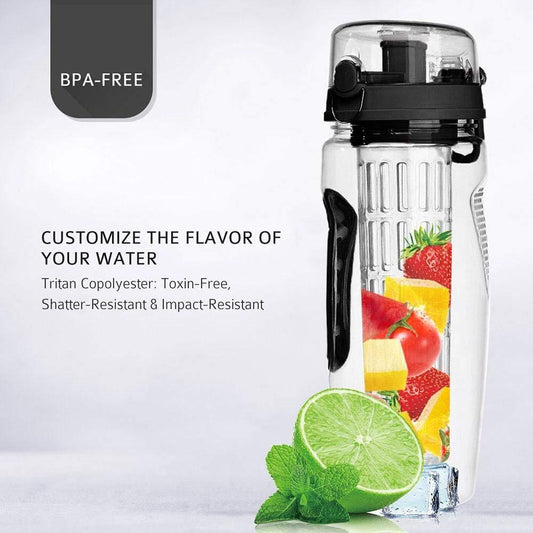 1000ml BPA-Free Fruit Infuser Water Bottle – Plastic Sports Drink Shaker for Juice & Hydration