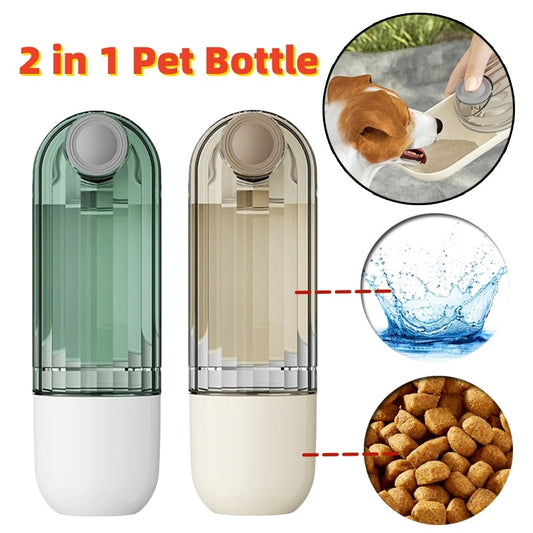 2-in-1 Portable Dog Water Bottle & Feeder – Leak-Proof Travel Cup for Pets