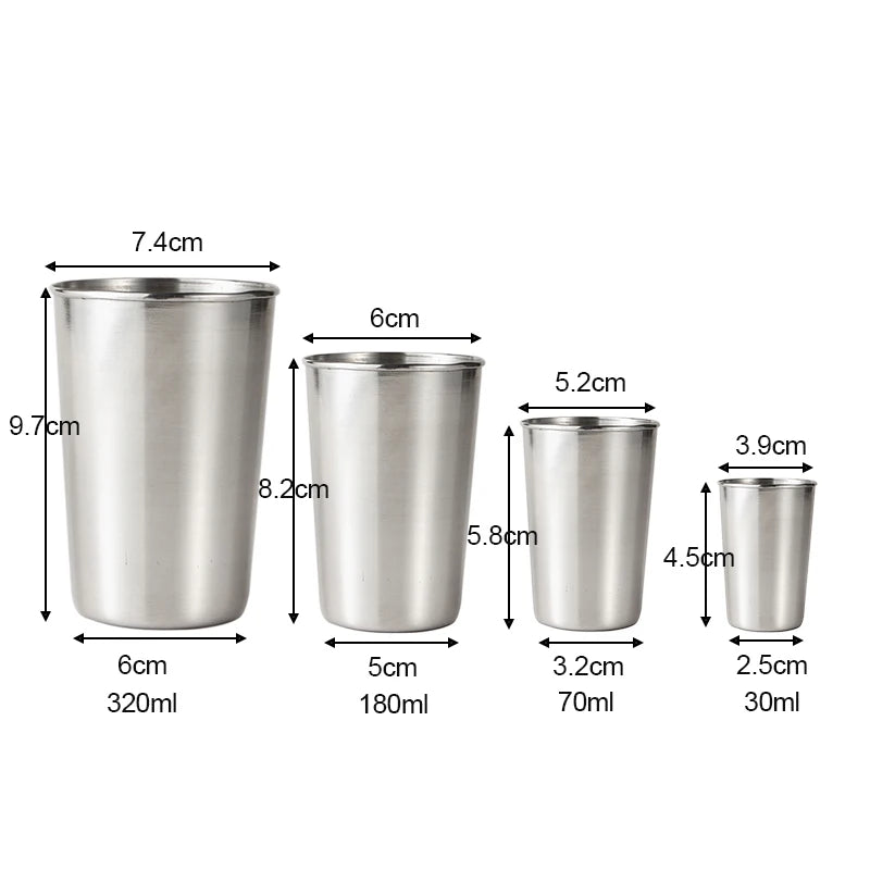 4-Piece Stainless Steel Travel Cup Set – 30ml to 320ml Mini Whiskey & Wine Glasses with Case