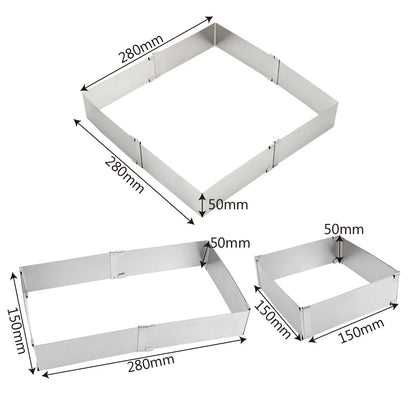 Adjustable Stainless Steel Mousse Ring – Square Cake Mold for Baking & Decorating