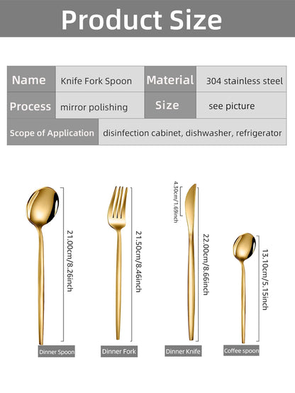 24-Piece Stainless Steel Cutlery Set – Elegant Flatware with Knife, Fork, Spoon & Teaspoon