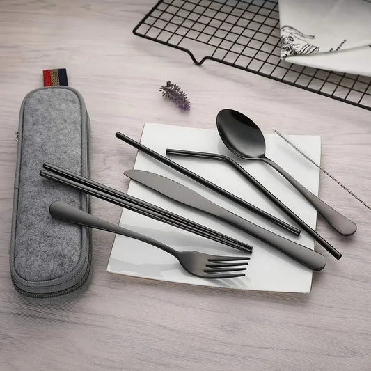 MYVIT 6-Person Metal Dinnerware Set – Eco-Friendly Carbon Steel Cutlery with CE & EU Certification