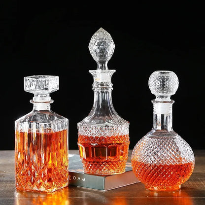 Unique Glass Whiskey Decanter – 250ml-1000ml Lead-Free Bottle for Liquor, Scotch & Bourbon