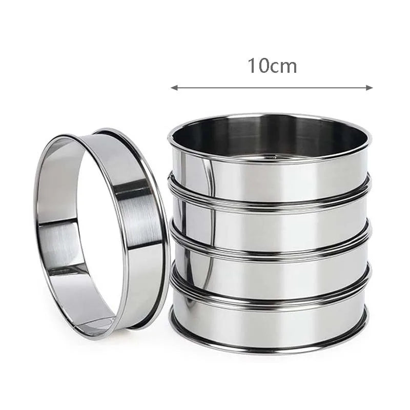 5 Pieces Muffin Tart Rings Double Rolled Tart Ring Stainless Steel Muffin Rings Metal Round Ring Mold for Food Making Bakeware