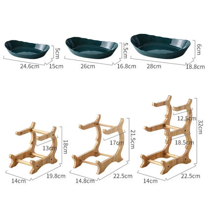 3-Tier Wooden Fruit Bowl & Snack Stand – Partitioned Table Plates for Dinnerware & Desserts